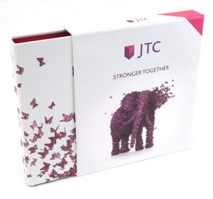 Pretty in pink butterfly and elephant paper over board ring binder and slipcase set