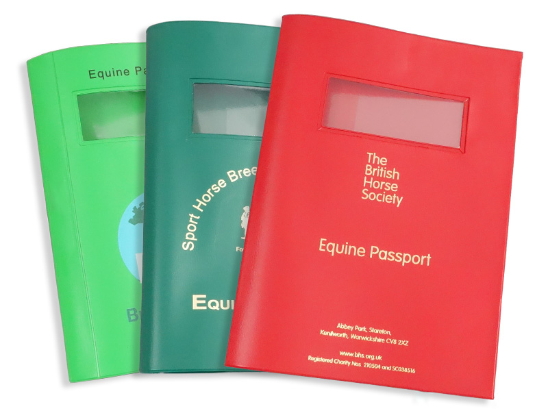 Horse Passport Holders with clear window.