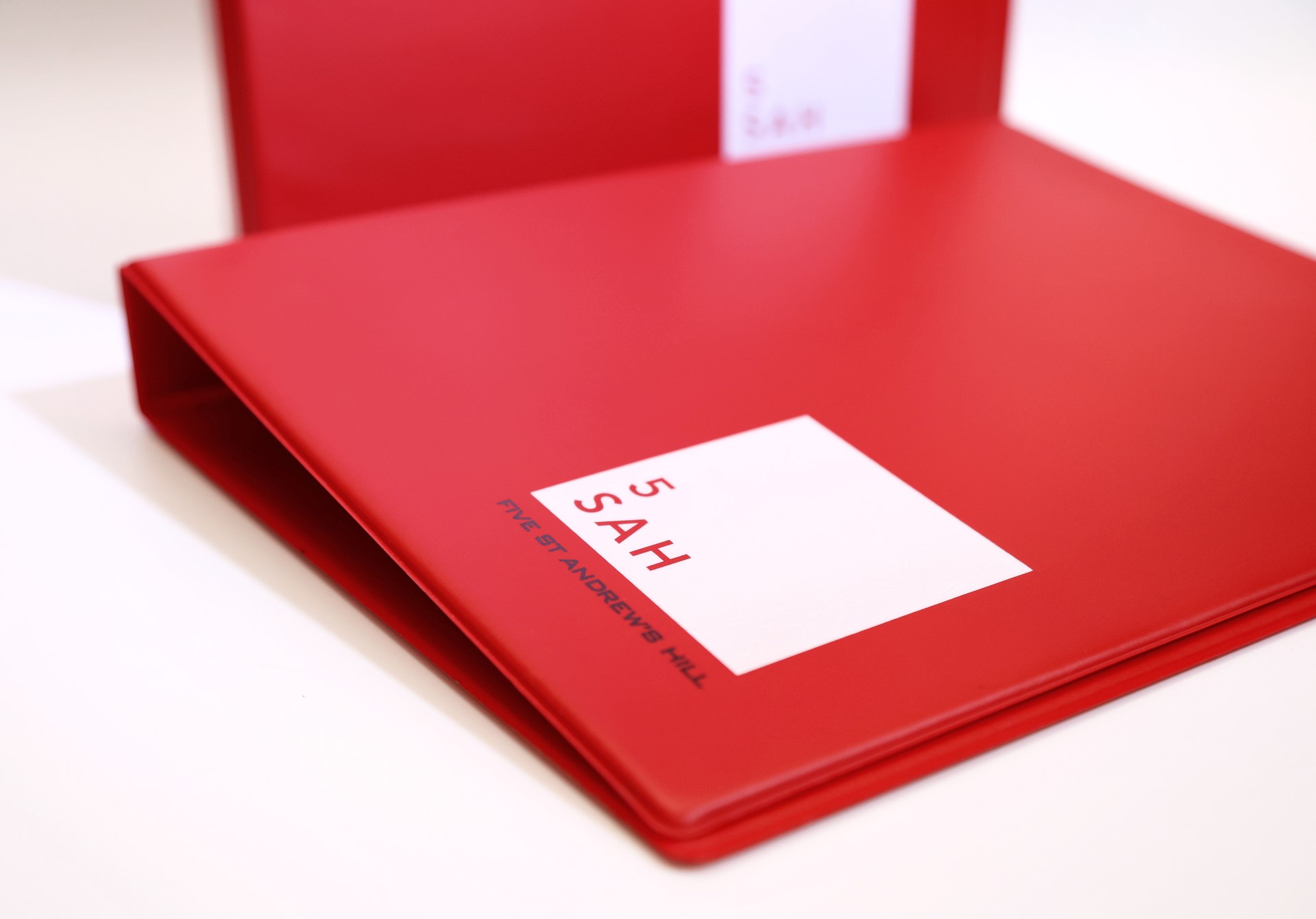 Hardwearing PVC Legal ring binders with bold red branding